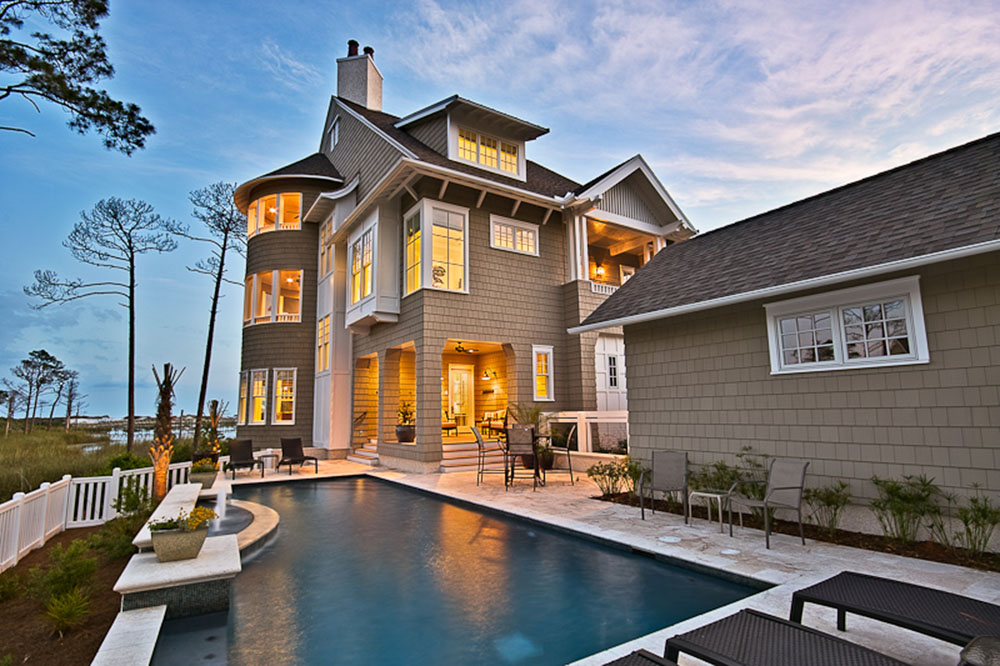 Residential House Architecture with swimming pool in Watersound Florida Panhandle